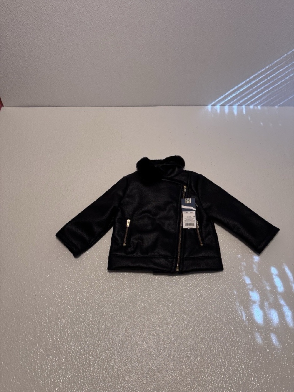 Genuine Kids from OshKosh NWT Size 12M Faux Leather Jacket w/Faux Fur Collar